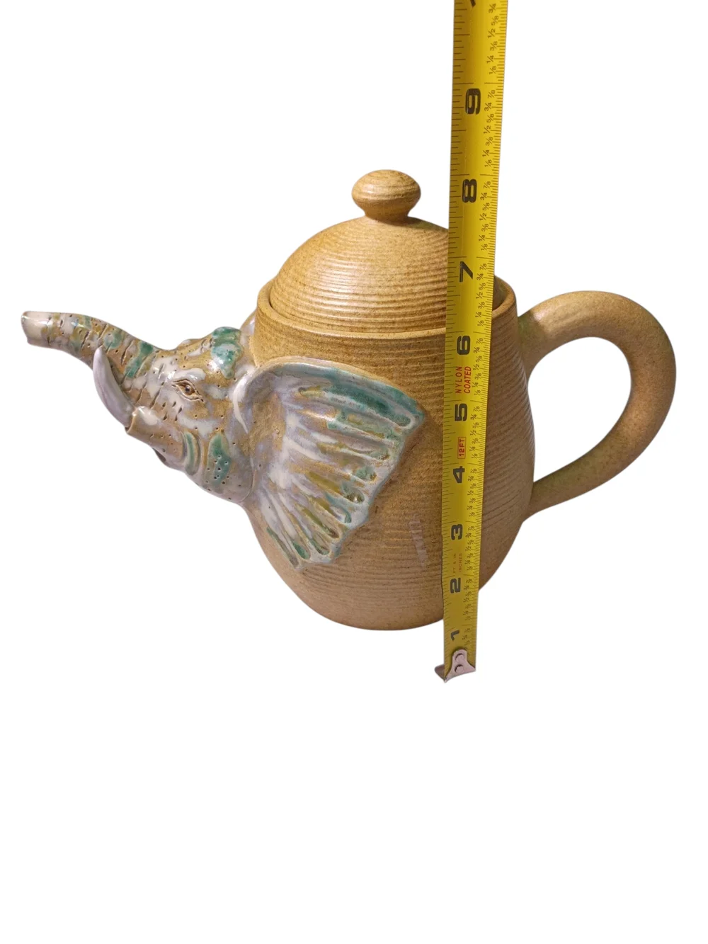 Handcrafted‎ Elephant Ceramic Coffee Set in Tan 15 Pcs